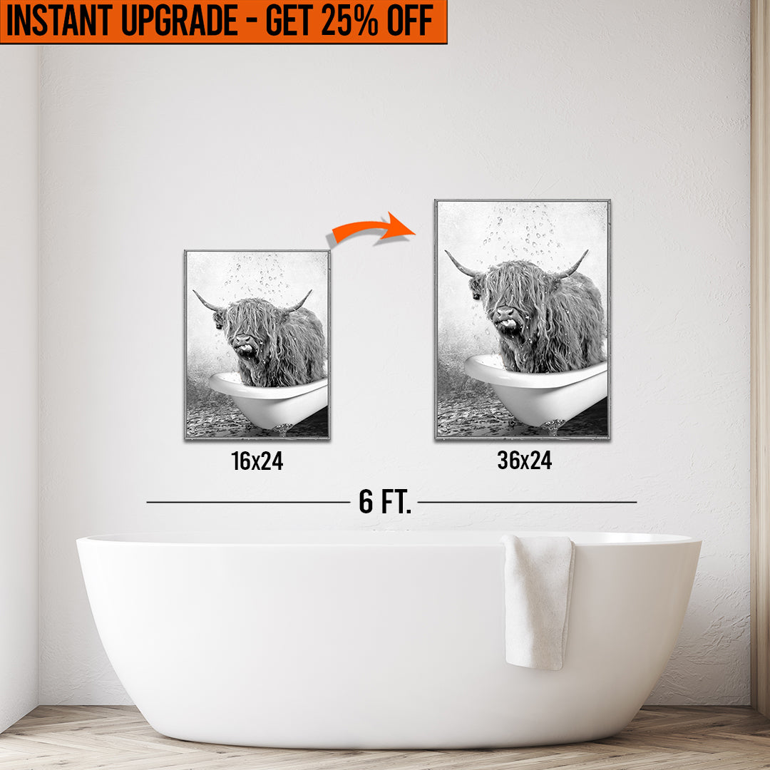 16x24 'Highland Cattle Bath' Tuvalinizi 36x24 İnçe Yükseltin